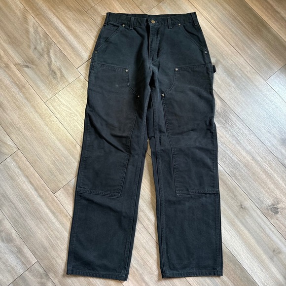 Carhartt B136-BLK Double Knee Carpenter Pants Black Canvas Loose Fit 32x32 - Picture 2 of 10